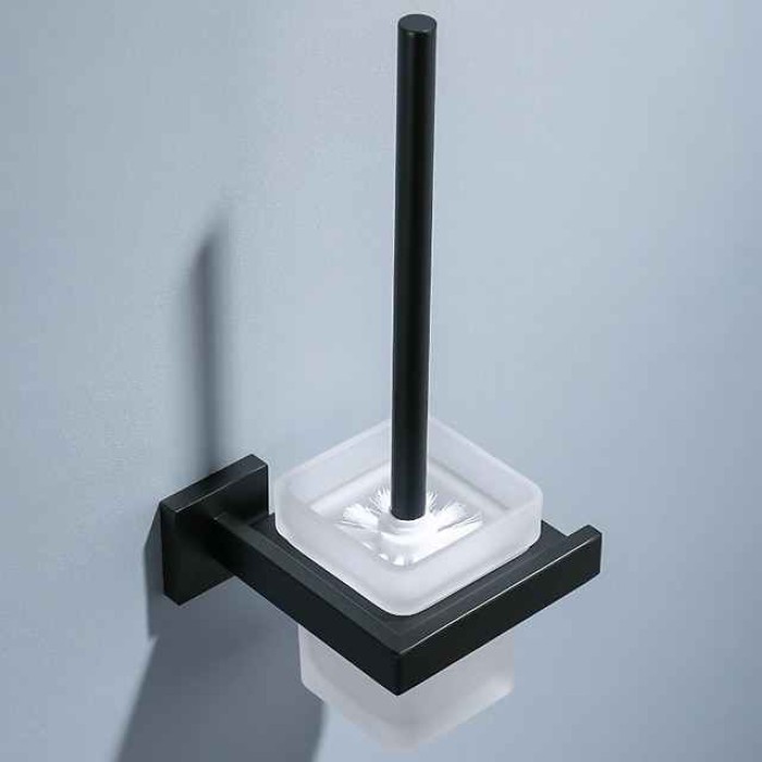 Toilet Brush with Holder, Stainless Steel Ceramic Wall Mounted Rubber Painted Toilet Bowl Brush and Holder for Bathroom