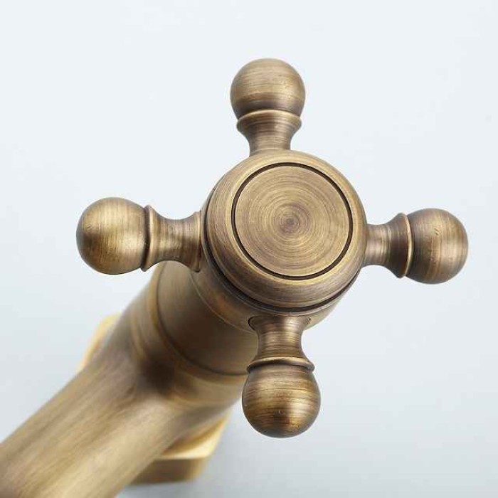 Bathtub Faucet with Handheld Shower,Wall Mounted Antique Brass Bath Tap Retro Style Hot and Cold Water Bath Tap Shower Fitting for Bathroom Shower