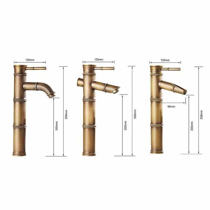 Vintage Bathroom Sink Mixer Faucet, Retro Style Monobloc Washroom Basin Vessel Taps Brass Single Handle Deck Mounted, Traditional with Hot and Cold Water Hose