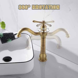 Bathroom Sink Faucet,Single Handle Rose Gold/Black/Brushed Gold/ Brass/Rustic One Hole Widespread Electroplated Faucet with Hot and Cold Water