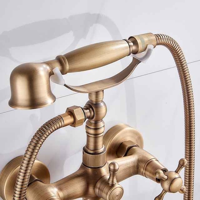 Bathtub Faucet,Wall Mounted Brass Rainfall Shower Mixer Taps Contain with Handshower and Cold/Hot Water