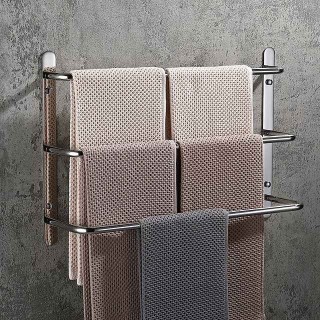 Bathroom Towel Bar 60cm Multilayer Stainless Steel Multifunction 3-layer Towel Rack Wall Mounted Polished Sivery and Matte Black 1pc