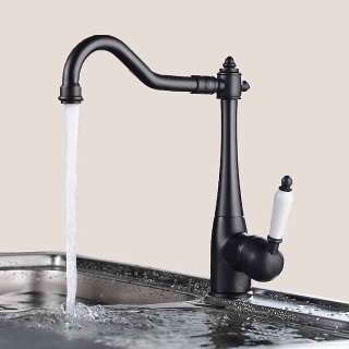 Kitchen Faucet,Oil-rubbed Bronze Single Handle One Hole Standard Spout Faucet Set With Hot and Cold Water