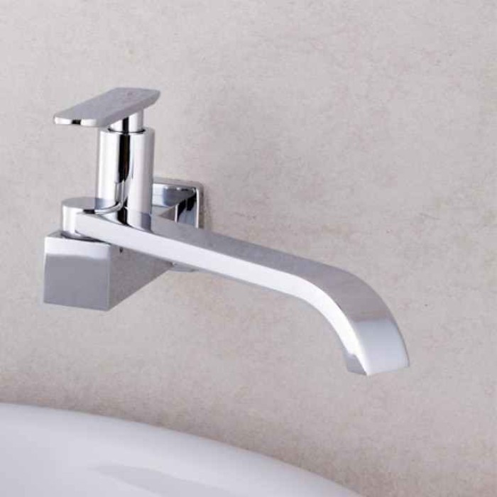 Copper Kitchen Sink Faucet,Waterfall Chrome Widespread Rotatable Single Handle One Hole Kitchen Taps with Ceramic Valve Cold Water Only