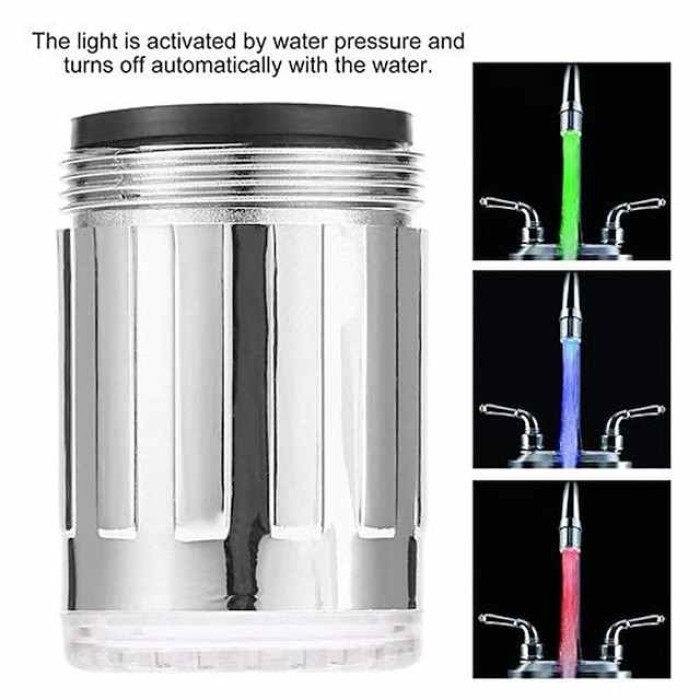 Deck Mounted Kitchen Faucet,Brushed Contemporary LED Water Faucet Light Colorful Changing Glow Shower Head Kitchen Tap Aerators