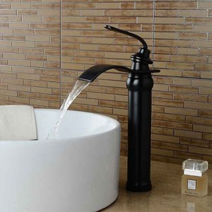 Bathroom Sink Faucet - Waterfall Oil-rubbed Bronze Centerset Single Handle One HoleBath Taps / Brass