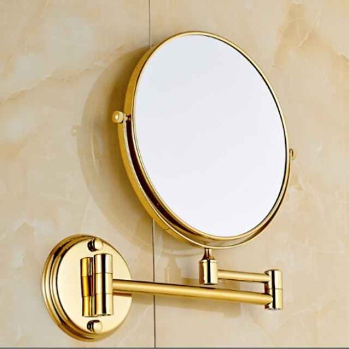 Bathroom Cosmetic Mirror Neoclassical Brass Wall Mounted Golden Shower Accessory 1 pc