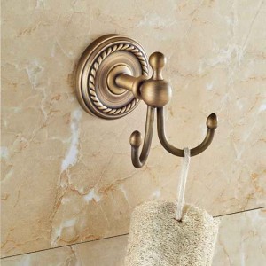 Antique Brass Wall Hook,Retro Style Robe Hook for Bathroom