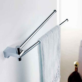 Towel Rack with 2 Rods Rotatable Towel Holder Brass Wall Mounted Towel Rack for Bathroom or Kitchen Silvery 1pc