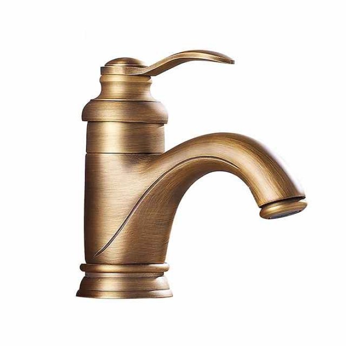 Single Handle Bathroom Faucet,Brass One Hole Waterfall/Centerset, Brass Traditional Bathroom Sink Faucet Contain with Cold and Hot Water