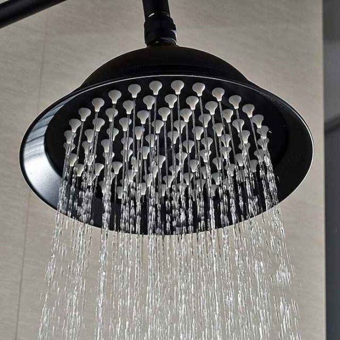 Vintage Shower System Faucet Combo Set Ceramic Mixer Valve, 8 inch Brass Rainfall Shower Head Showerhead with Handheld Spray, Antique Wall Mounted Tub and Shower Kit Bathroom Bath