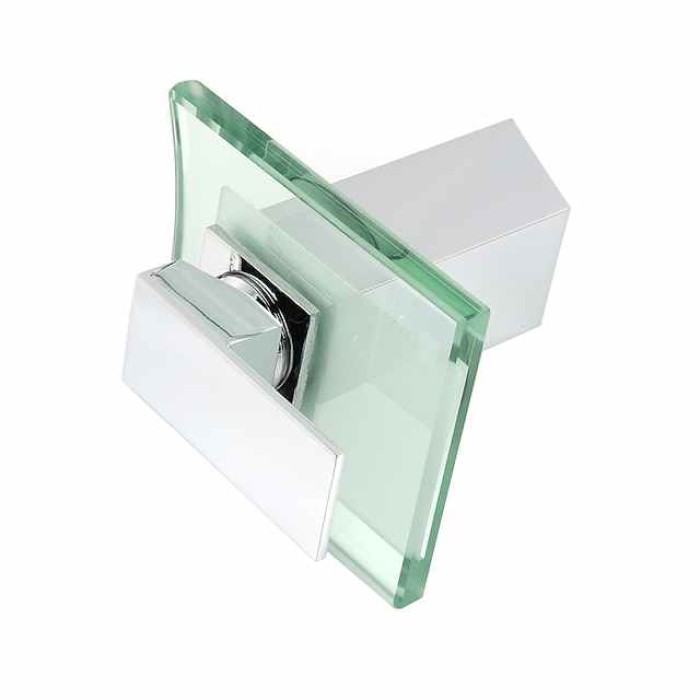 Modern Chrome Glass Waterfall Bathroom Basin Single Handle One Hole Bath Taps with Hot and Cold Water Switch