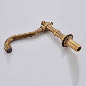 Brass Bathroom Faucet, Brushed Finish Antique Copper Two Handles Three Holes Widespread Bathroom Sink Faucet Contain with Cold and Hot Switch