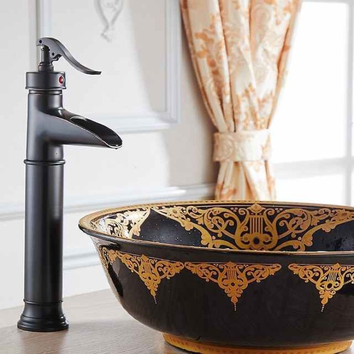 Bathroom Sink Faucet - Thermostatic / Widespread Oil-rubbed Bronze Vessel Single Handle One HoleBath Taps