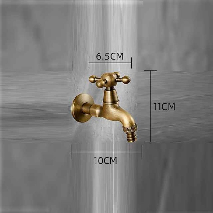 Washing Machine Tap, Outdoor Faucet,Retro Style Single Handle Wall Mounted One Hole Centerset, Superior Quality Antique Brass Faucets