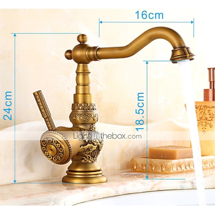 Bathroom Sink Faucet,Brass Single Handle One Hole Standard Spout Brass Finish Bath Taps With Hot and Cold Water