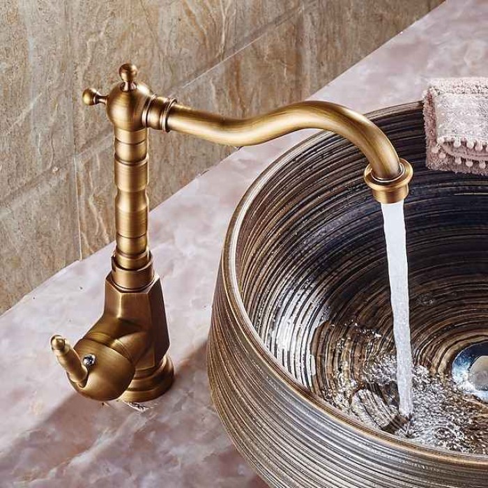 Bathroom Sink Faucet Copper/Centerset Basin Faucet Single Handle One Hole Bath Taps Contain with Cold and Hot Water