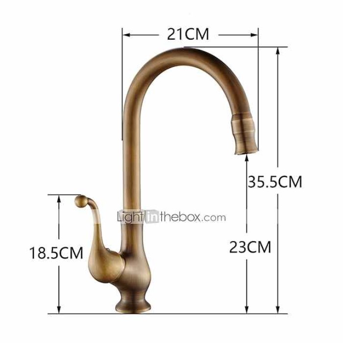 Traditional Kitchen Sink Mixer Taps Deck Mounted Brass, Vintage Retro Kitchen Faucet Single Handle Standard Spout Vessel Tap