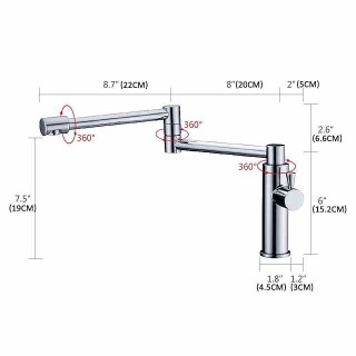 Foldable Kitchen Faucet Cold Water Only, Rotatable Kitchen  Brass Taps Chrome Single Handle One Hole Kitchen Sink Faucet