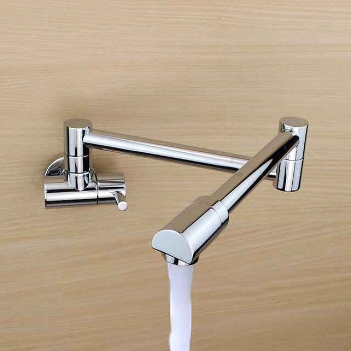 Single Handle Kitchen  Faucet Wall Mounted One Hole Rotatable/Foldable/Centerset, Brass Contemporary Kitchen Faucet Only with Cold Water