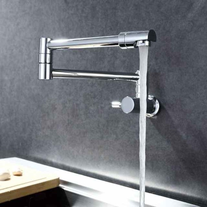 Kitchen faucet - Single Handle One Hole Chrome Pot Filler Wall Mounted Contemporary Kitchen Taps