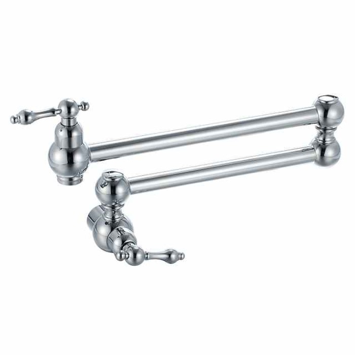 Kitchen faucet - Two Handles One Hole Chrome Pot Filler Wall Mounted Contemporary / Art Deco / Retro / Modern Kitchen Taps