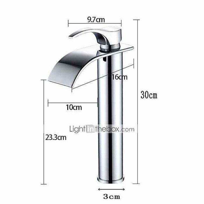 Bathroom Sink Faucet Modern Style Single Handle Chrome Waterfall Stainless Steel Contemporary Bathroom Faucet Adjustable to Cold and Hot Water Silvery