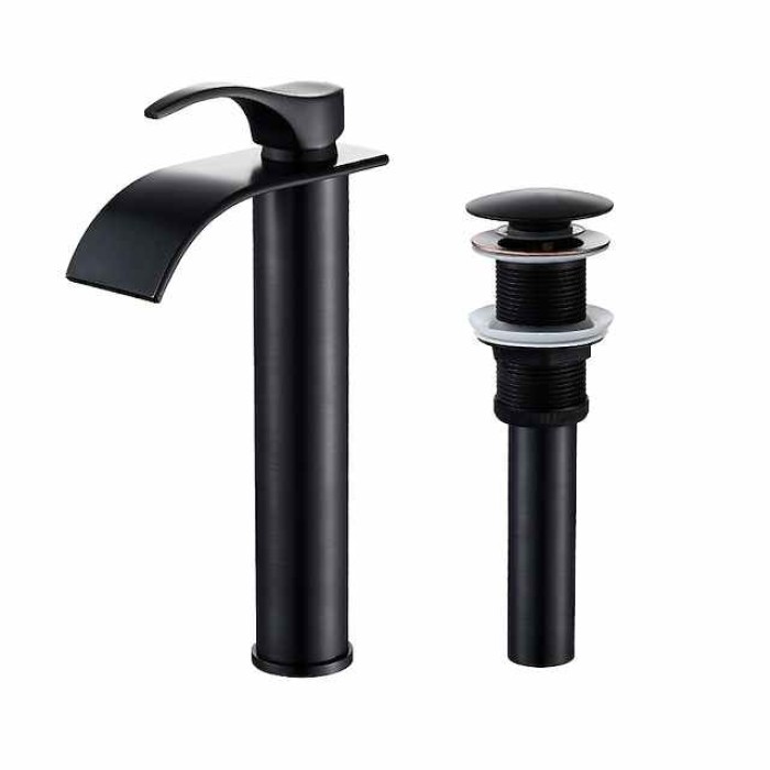 Bathroom Sink Mixer Faucet Tall with Drain, Basin Vessel Tap Ceramic Valve Single Handle Deck Mounted ORB/Rose Gold/Bursh Nickel