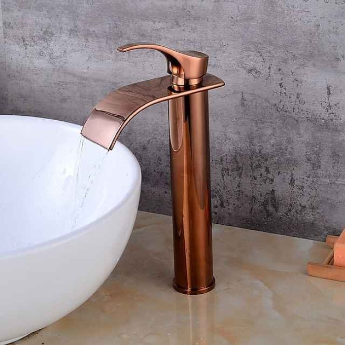 Bathroom Sink Mixer Faucet Tall with Drain, Basin Vessel Tap Ceramic Valve Single Handle Deck Mounted ORB/Rose Gold/Bursh Nickel