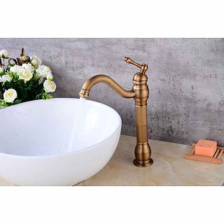 Bathroom Faucet Set,Antique Brass Single Handle One Hole Bath Taps with Drain