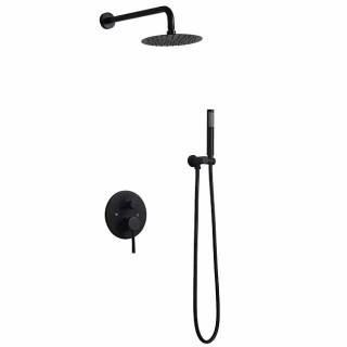 Round Shower System Faucet Set Rainfall Shower Head 8 inch,  Rough In Valve and Trim Kit Combo Kit, High Pressure Heldhead Wall Mounted for Bath Bathroom