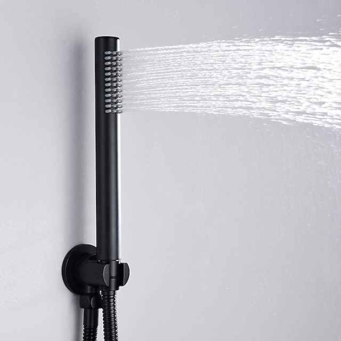 Round Shower System Faucet Set Rainfall Shower Head 8 inch,  Rough In Valve and Trim Kit Combo Kit, High Pressure Heldhead Wall Mounted for Bath Bathroom