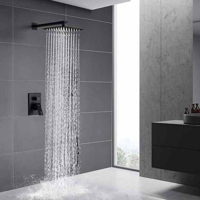 Shower Faucet,Shower Set Set - Rainfall Contemporary / Modern Style Painted Finishes Wall Mounted Ceramic Valve Bath Shower Mixer Taps / Brass / Single Handle Three Holes