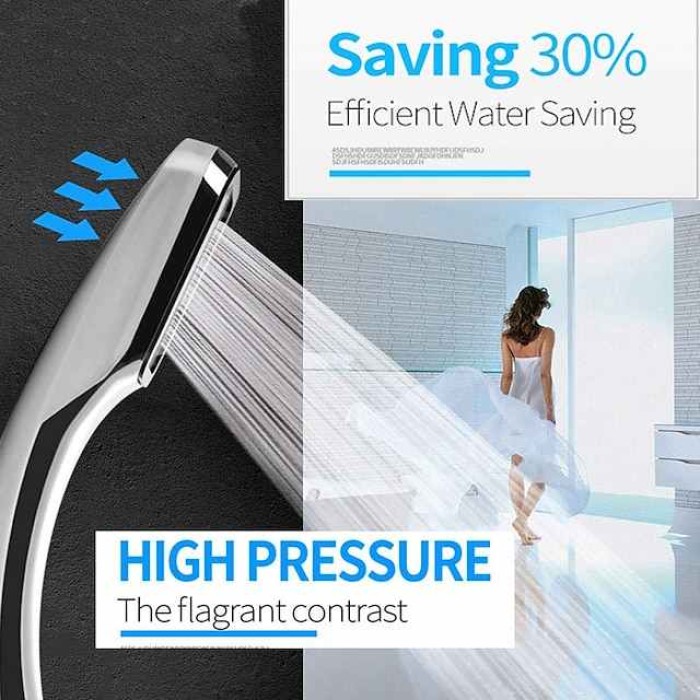 300 Holes Super Pressure Shower Head With Chrome Square Rainfall Handhold Water Saving Sprayer,Stainless Steel Plate and Durable Material