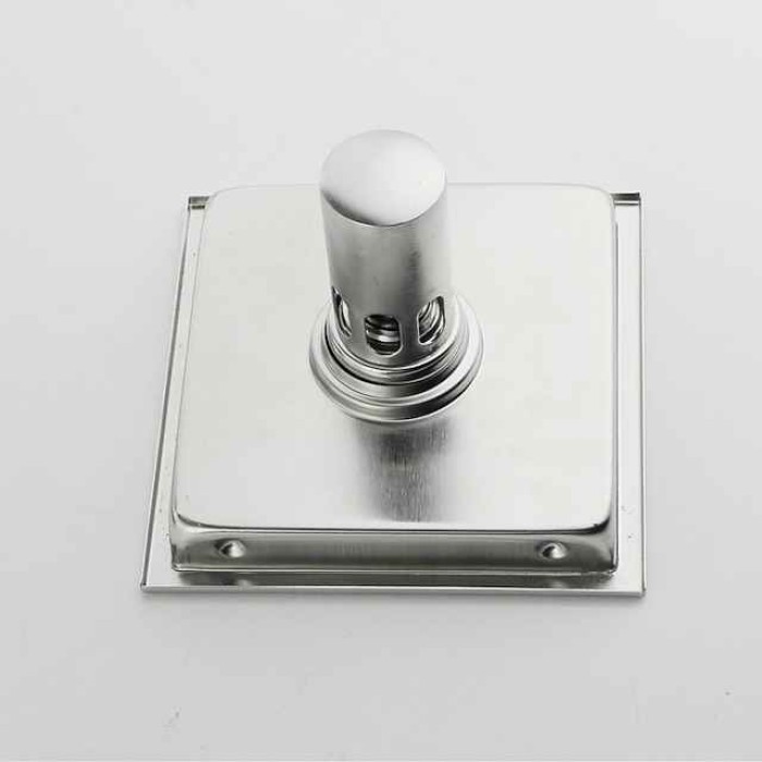 6 inch Square Shower Floor Drain Set, Removable Stainless Steel Cover Tile Insert Grate, Hair Catcher Strainer with Seal and Lifting Hook Bathroom