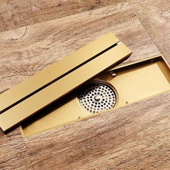 12 Inch Rectangular Bathroom Shower Floor Drain Golden Strainers Bath Hotel Drain