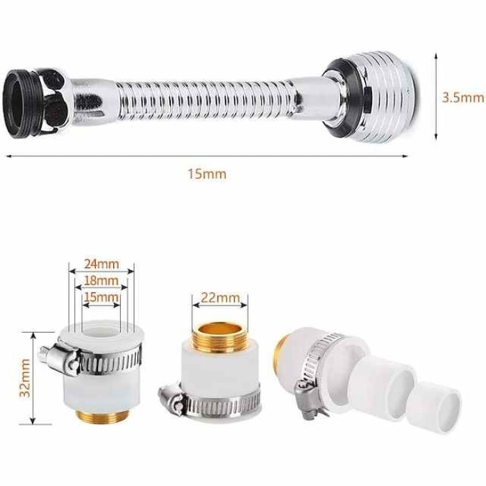 Faucet Bubbler 360 Degree Kitchen Faucet Aerator Water Saving High Pressure Nozzle Tap Adapter Adjustable Water Filter Diffuser