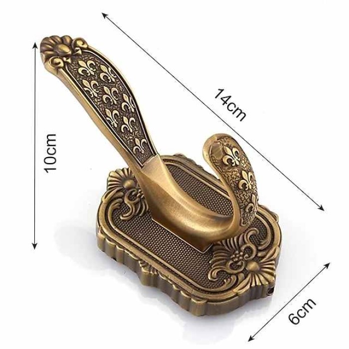 Antique Brass Towel Hook Multifunction Bathroom Robe Hooks Wall Mounted 1pc