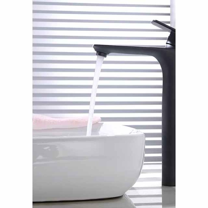 Bathroom Sink Faucet - FaucetSet Black Deck Mounted Single Handle One HoleBath Taps