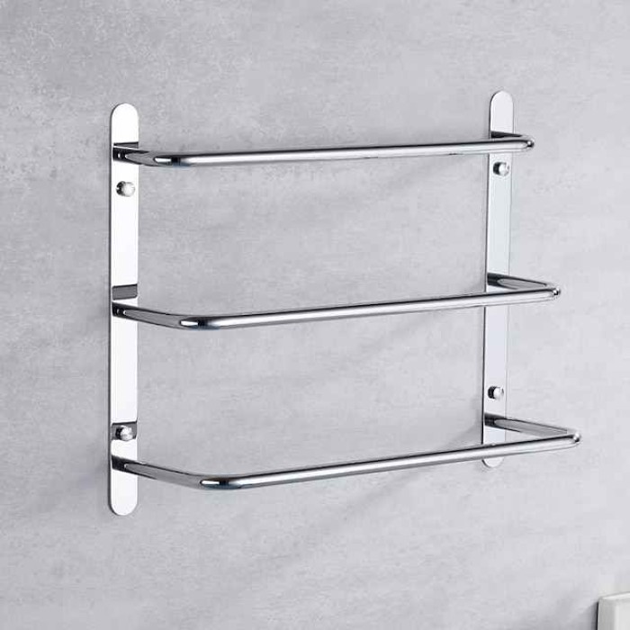 Bathroom Towel Bar Multilayer Bathroom Shelf Contemporary Polished Stainless Steel Bathroom 3-tier Towel Bar Wall Mounted 45/60 cm