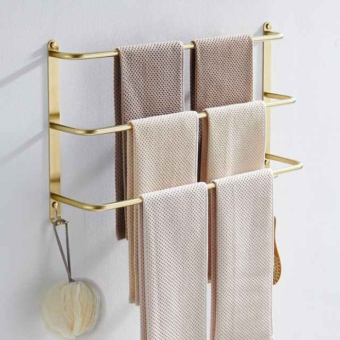 Bathroom Towel Bar Multilayer Bathroom Shelf Contemporary Polished Stainless Steel Bathroom 3-tier Towel Bar Wall Mounted 45/60 cm