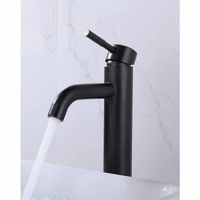 Bathroom Sink Faucet,Single Handle Matte Black Centerset Bath Taps,Stainless Steel COD Bathroom Faucet Adjustable to Cold and Hot Water