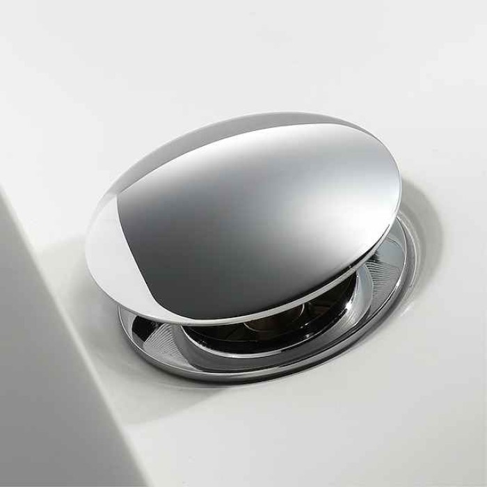 Pop Up Drain With Overflow Brass Bathroom Basin Sink Push Down Waste Chrome Finish