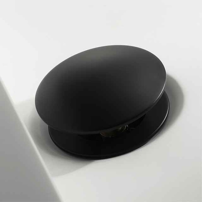 Faucet Accessories-Pop Up Drain With Overflow Brass Bathroom Basin Sink Push Down Waste Matte Black Painted Finished