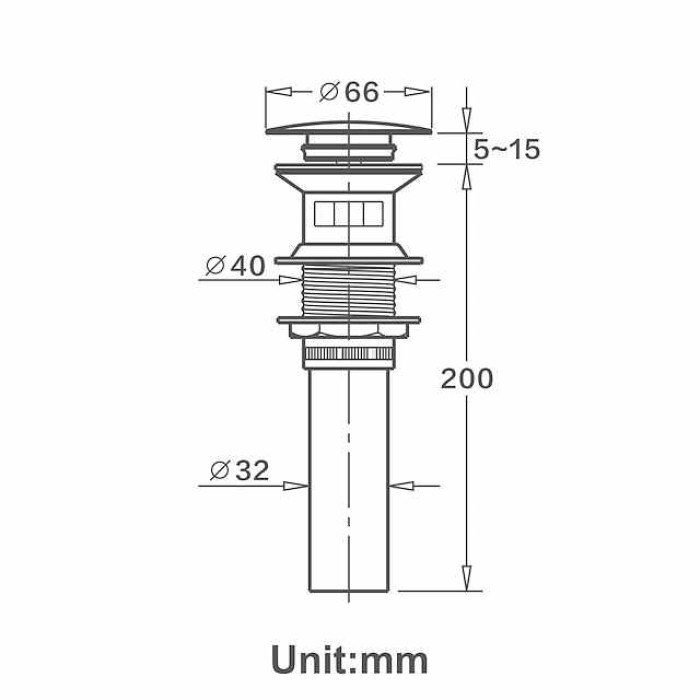 Faucet Accessory,Copper Titanium Superior Quality Pop-up Water Drain With Overflow