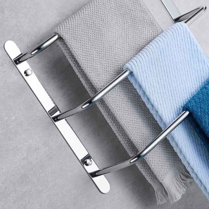 Bathroom Towel Bar Multilayer Bathroom Shelf Contemporary Polished Stainless Steel Bathroom 3-tier Towel Bar Wall Mounted 45/60 cm