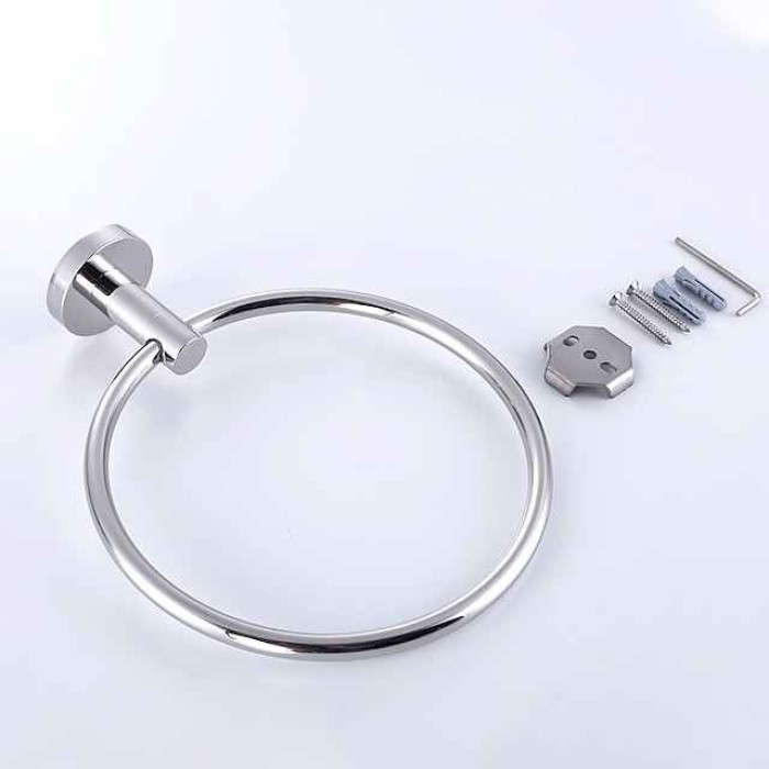 Stainless Steel Towel Ring Wall Mount Towel Hanger Storage Rack Circular Bath Towel Ring