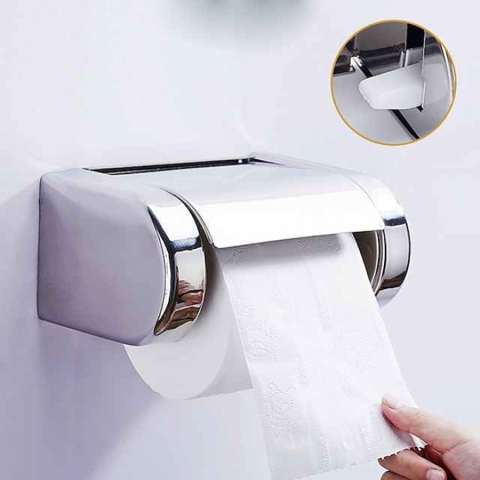 Toilet Paper Holder Stainless Steel Waterproof Paper Roll Holders Wall Mounted(Polishing Chrome)