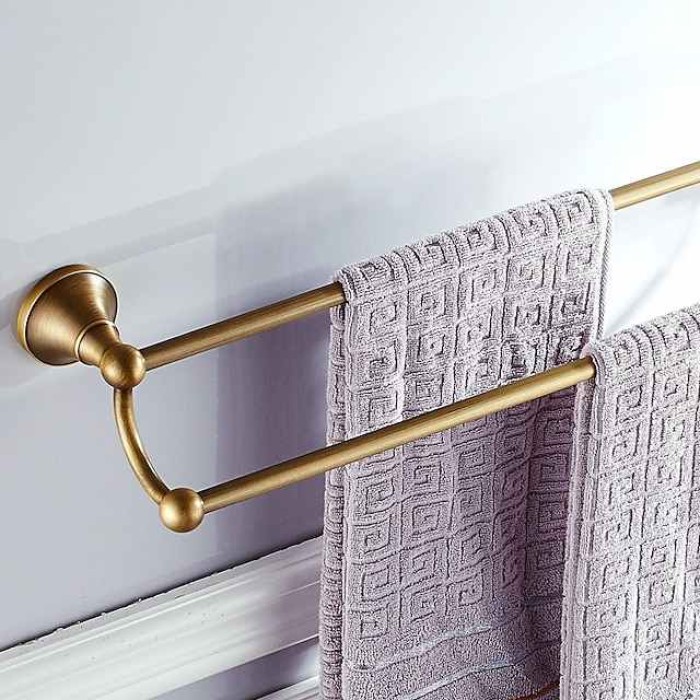 Multifunction Towel Bar New Design Antique Brass Double Rods Bathroom Shelf Wall Mounted 1pc