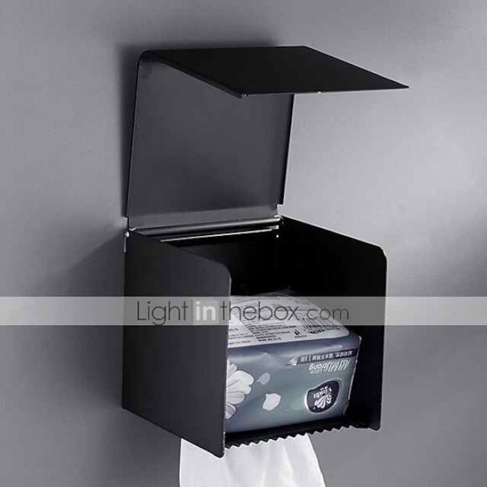 Toilet Paper Holder Contemporary Aluminum Wall Mounted Toilet Paper Roll Holder Matte Black 1pc